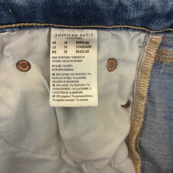 American Eagle Super Hi-Rise Flare Ripped Jeans Women’s 10 Blue - Picture 10 of 11